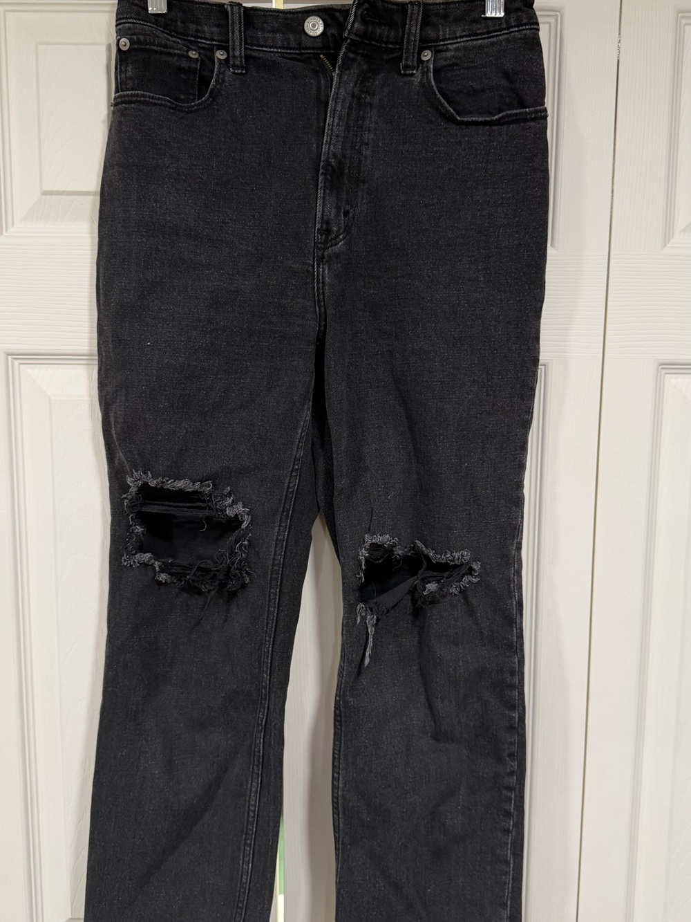 Abercrombie & Fitch Black Distressed Straight Jeans